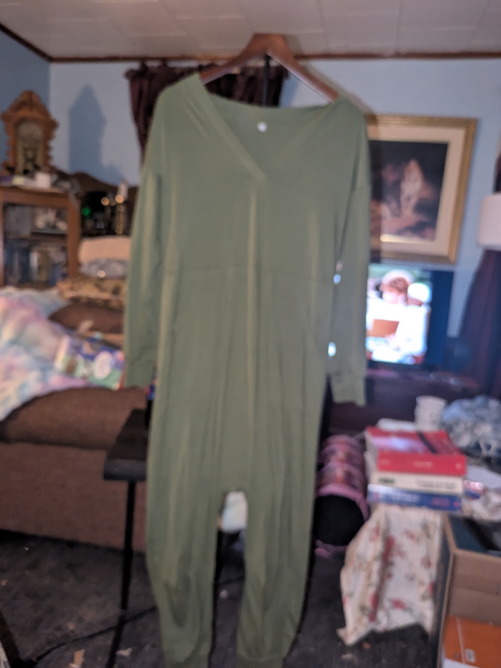 Olive Green One Piece "Onsie" Size Medium Pajamas